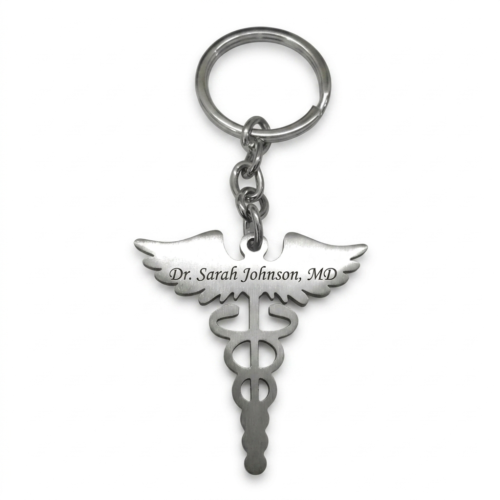 Stainless Steel Doctor Keychain With Custom Text