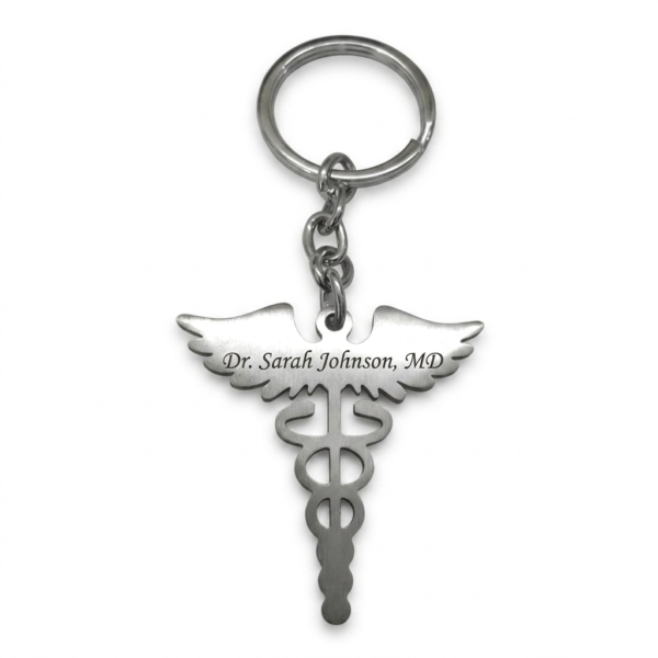 Stainless Steel Doctor Keychain With Custom Text