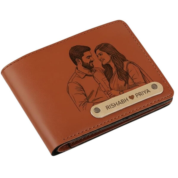 Unique Custom Wallet With Sketch Engraving For Men