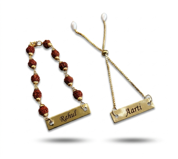 Custom Engraved Rakhi Pair For Family Celebration
