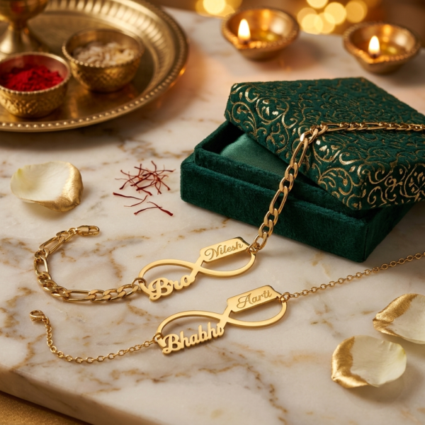 Name Rakhi Set for Bhaiya and Bhabhi