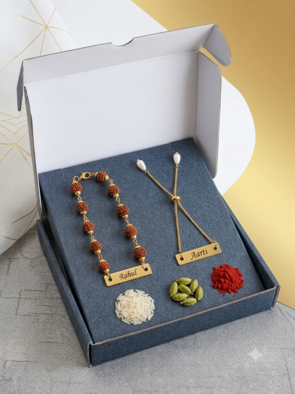 Personalized Bhaiya Bhabhi Rakhi Set With Names