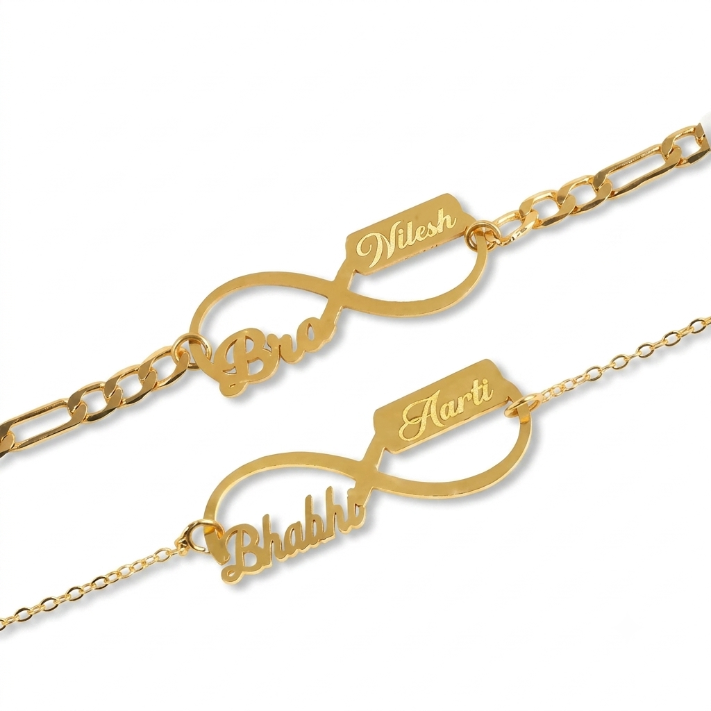 Customized Rakhi for Bhaiya and Bhabhi – Personalized Name Rakhi Set for Raksha Bandhan
