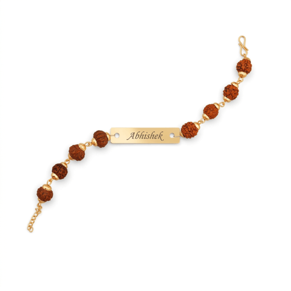 Personalized Brother Rakhi With Sacred Rudraksh Design