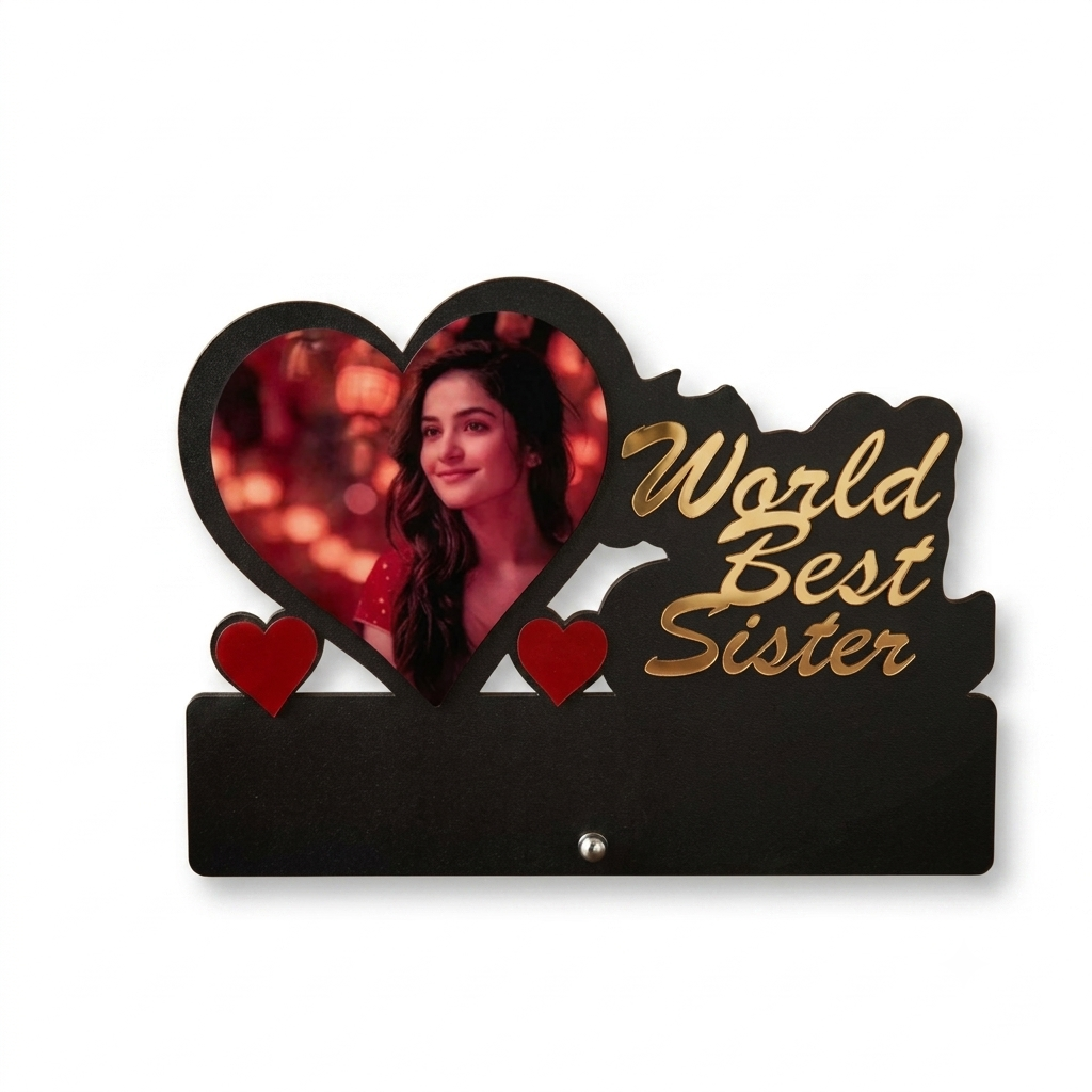 Personalized World Best Sister Photo Frame – Custom Raksha Bandhan Gift for Sister with Photo | Wooden Memory Frame