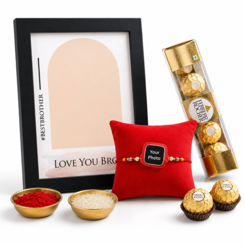 Custom Photo Rakhi Gift Hamper For Brother Celebration Custom Photo Rakhi Gift Hamper For Brother Celebration