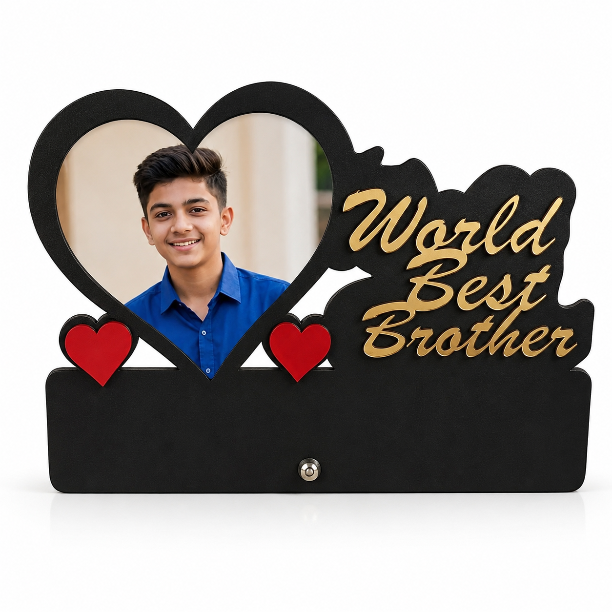 Personalized “World Best Brother” Photo Frame – Custom Raksha Bandhan Gift for Brother with Heart Design