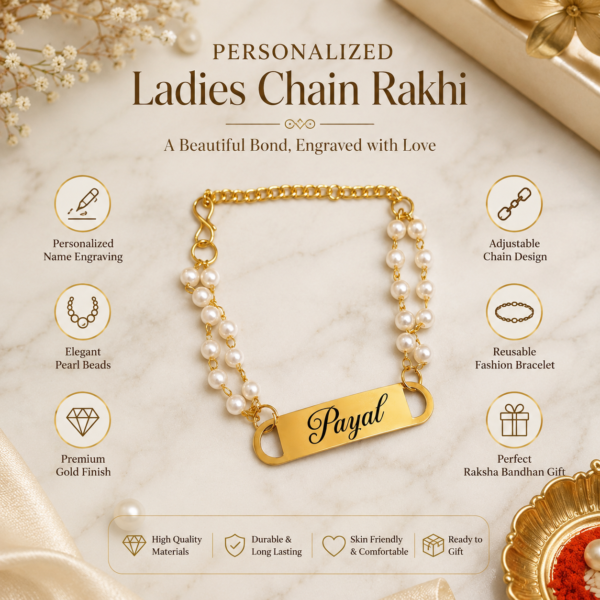 Customized Ladies Chain Rakhi With Name For Sister Customized Ladies Chain Rakhi With Name For Sister