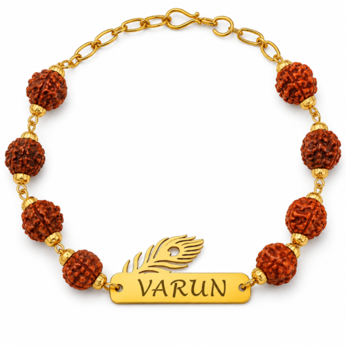 Personalized Mor Pankh Name Rakhi For Brother