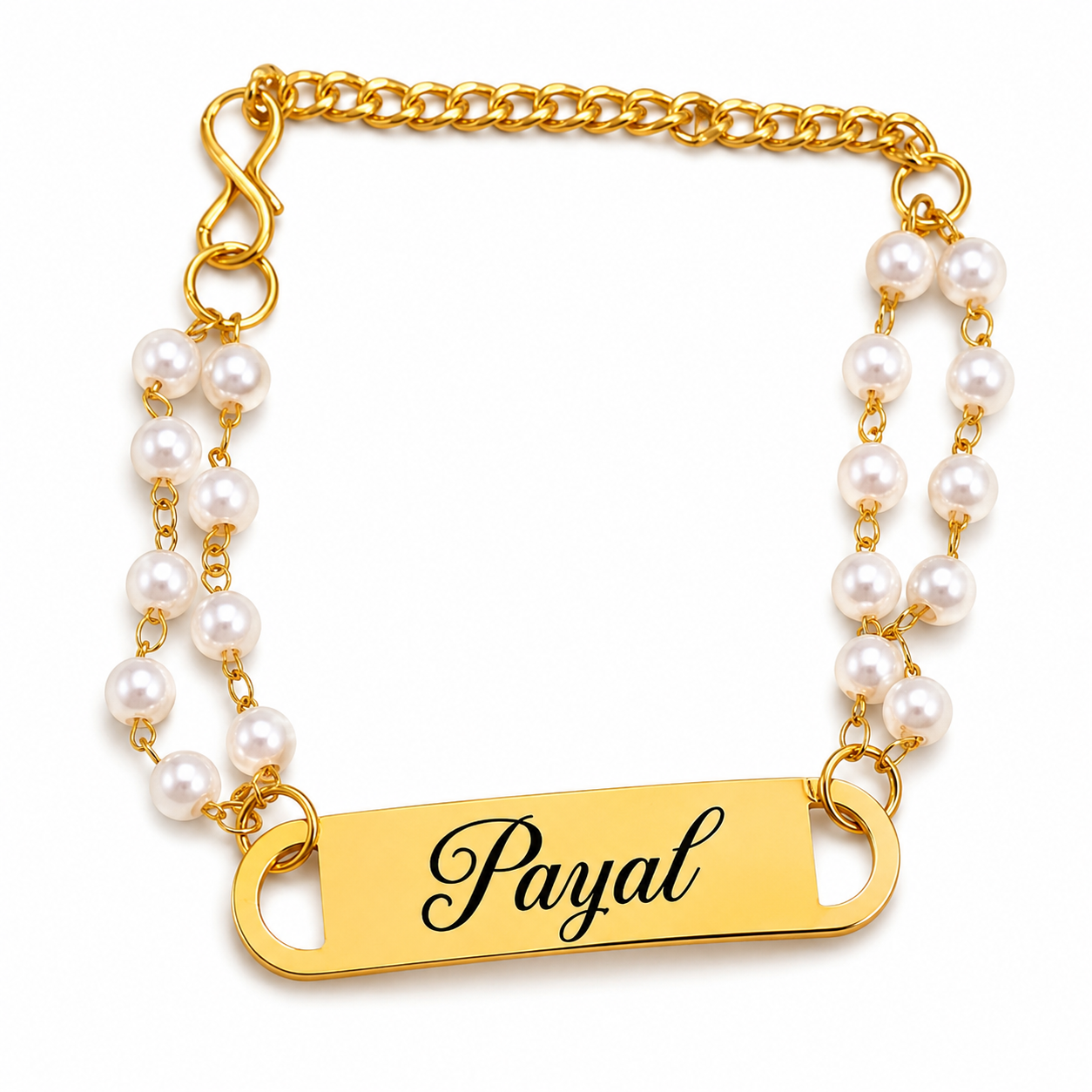 Customized Ladies Chain Rakhi with Name – Personalized Pearl Bracelet Rakhi for Sister, Bhabhi & Women