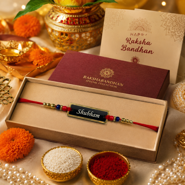 Personalized Raksha Bandhan Rakhi With Acrylic Name Plate
