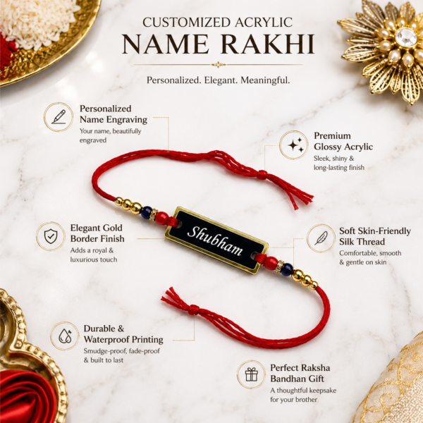 Premium Acrylic Rakhi With Permanent Name Engraving