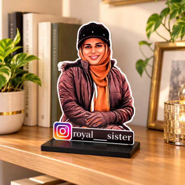 02818b6f-7ec9-460e-a984-b5c3bf6858c4 Personalized Instagram Photo Standee with Custom Name – 4 × 6 Inch Acrylic Tabletop Photo Cutout Gift