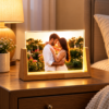 Personalized LED Photo Frame with Wooden Base – Custom 3D Acrylic Photo Collage Lamp, 8 Inch Romantic Gift