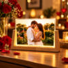 Personalized LED Photo Frame with Wooden Base – Custom 3D Acrylic Photo Collage Lamp, 8 Inch Romantic Gift