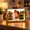 Personalized LED Photo Frame with Wooden Base – Custom 3D Acrylic Photo Collage Lamp, 8 Inch Romantic Gift
