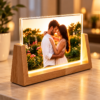 Personalized LED Photo Frame with Wooden Base – Custom 3D Acrylic Photo Collage Lamp, 8 Inch Romantic Gift