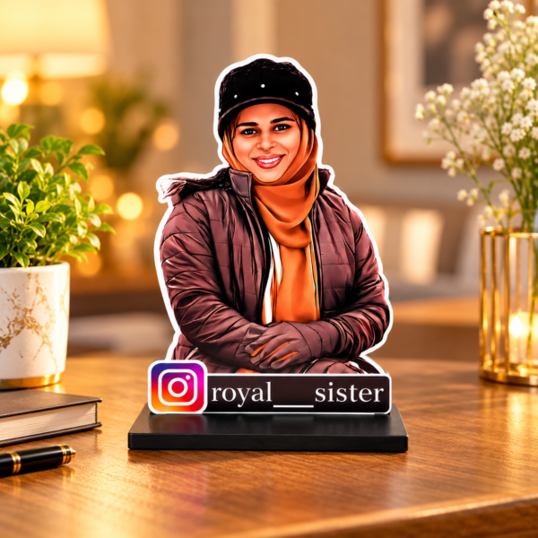 38bc53d8-ee42-4582-a127-f6180e4c0b4c Personalized Instagram Photo Standee with Custom Name – 4 × 6 Inch Acrylic Tabletop Photo Cutout Gift