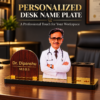 Personalized Doctor Desk Name Plate with Photo | Custom Wooden Doctor Name Board with Pen Holder for Clinic, Hospital & Medical Office