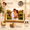 Personalized LED Photo Frame with Wooden Base – Custom 3D Acrylic Photo Collage Lamp, 8 Inch Romantic Gift
