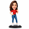 6da4b517-3422-47a2-8688-af78b1570c51 Personalized Caricature Doll from Photo – 6 Inch Custom Miniature Girl Figurine in Red T-Shirt and Blue Jeans