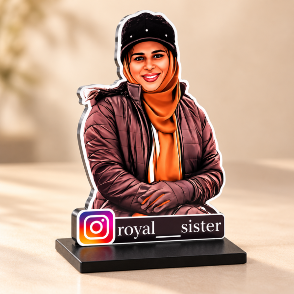 758c269c-2478-4b2a-83fb-43d084ac6fcb Personalized Instagram Photo Standee with Custom Name – 4 × 6 Inch Acrylic Tabletop Photo Cutout Gift