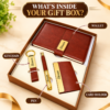 Personalized 4-in-1 Gift Set for Men with Custom Name | Brown A5 Diary, Metal Pen, Keychain & Card Holder in Gift Box | Corporate Gift Combo