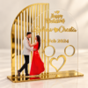 Elegant Gold Wedding Acrylic Plaque-4 Personalized Acrylic Wedding Photo Plaque with Custom Names & Date | Premium Couple Photo Keepsake for Wedding, Anniversary & Engagement Gifts