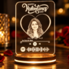 Personalized Valentine’s Day Spotify Photo LED Lamp with Custom Portrait | 3D Illusion Acrylic Night Light with Wooden Base, Romantic Gift for Couples