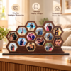 Wooden Hexagon Photo Frame Collage for Wall or Tabletop | Multi Photo Display with Rustic Finish | Personalized Couple & Family Gift
