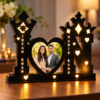 Illuminated Irfan Khan and Nahid Bano Heart Frame-5 Customized Couple LED Photo Frame with Heart-Shaped Picture & Names | Personalized Black Wooden Night Lamp for Husband, Wife, Anniversary & Wedding Gift – 12 × 18 Inch