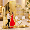 Luxury Gold Wedding Keepsake Plaque-5 Personalized Acrylic Wedding Photo Plaque with Custom Names & Date | Premium Couple Photo Keepsake for Wedding, Anniversary & Engagement Gifts