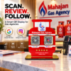 Mahajan Gas Agency QR Display Customized QR Code Standee for Gas Agency | Gas Cylinder Shape with 2 Custom QR Codes | 5x7 Inch
