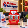 Mahajan Gas Agency Reception Display Customized QR Code Standee for Gas Agency | Gas Cylinder Shape with 2 Custom QR Codes | 5x7 Inch