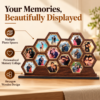 Wooden Hexagon Photo Frame Collage for Wall or Tabletop | Multi Photo Display with Rustic Finish | Personalized Couple & Family Gift