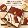 Personalized 4-in-1 Gift Set for Men with Custom Name | Brown A5 Diary, Metal Pen, Keychain & Card Holder in Gift Box | Corporate Gift Combo