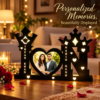 Personalized Memories LED Photo Frame-8 Customized Couple LED Photo Frame with Heart-Shaped Picture & Names | Personalized Black Wooden Night Lamp for Husband, Wife, Anniversary & Wedding Gift – 12 × 18 Inch