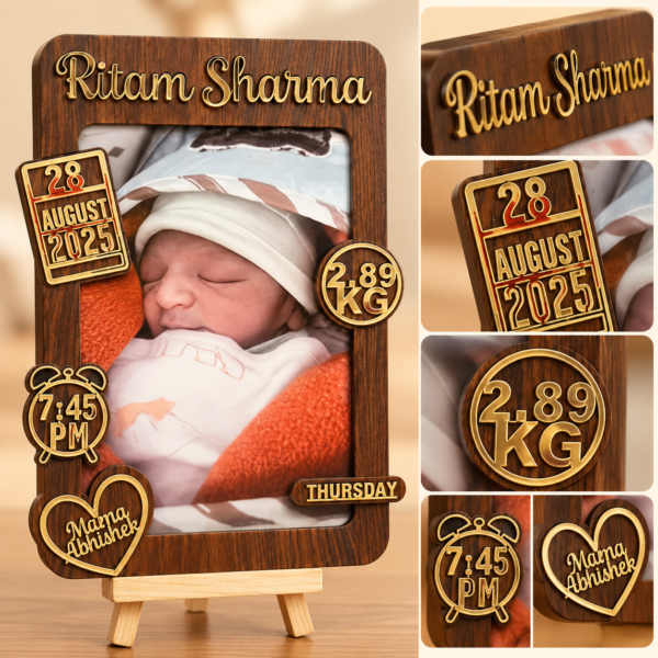 Personalized Newborn Baby Photo Frame with Name & Birth Details | Custom Baby Birth Stats Keepsake Gift for New Parents