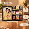 Personalized Romantic Photo Collage Display-2 Personalized Couple Photo Standee with Custom Date | Miniature Memory Frame with Wooden Stand for Anniversary, Wedding & Valentine’s Day Gift