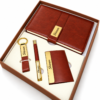 Personalized 4-in-1 Gift Set for Men with Custom Name | Brown A5 Diary, Metal Pen, Keychain & Card Holder in Gift Box | Corporate Gift Combo