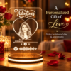 Personalized Valentine’s Day Spotify Photo LED Lamp with Custom Portrait | 3D Illusion Acrylic Night Light with Wooden Base, Romantic Gift for Couples