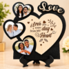 Personalized Wooden Love Photo Frame with 3 Heart-Shaped Photo Slots | Custom Romantic Couple Gift for Anniversary, Wedding & Valentine’s Day – 8 × 8 Inch