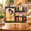 Romantic Couple Collage Display-3 Personalized Couple Photo Standee with Custom Date | Miniature Memory Frame with Wooden Stand for Anniversary, Wedding & Valentine’s Day Gift