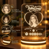 Personalized Valentine’s Day Spotify Photo LED Lamp with Custom Portrait | 3D Illusion Acrylic Night Light with Wooden Base, Romantic Gift for Couples