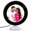 Round Digital Frame with Romantic Portrait-1 Customized Magic Mirror LED Photo Frame with Personalized Picture | Round Photo Mirror Gift for Wife, Mom & Anniversary