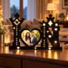 Warmly Lit Personalized Couple Display-3 Customized Couple LED Photo Frame with Heart-Shaped Picture & Names | Personalized Black Wooden Night Lamp for Husband, Wife, Anniversary & Wedding Gift – 12 × 18 Inch