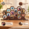 Wooden Hexagon Photo Frame Collage for Wall or Tabletop | Multi Photo Display with Rustic Finish | Personalized Couple & Family Gift