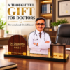 Personalized Doctor Desk Name Plate with Photo | Custom Wooden Doctor Name Board with Pen Holder for Clinic, Hospital & Medical Office