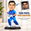 Personalized Cricket Player Caricature from Photo – 6 Inch Custom Cricketer Figurine in Blue Cricket Jersey